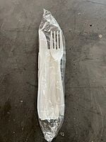 Set 3pcs Tenedor, Cuchillo, Servilleta Mediano Blanco